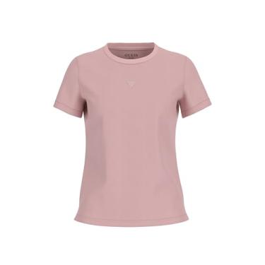 Imagem de GUESS Camiseta feminina de manga curta com estampa de strass, Rosas rosa, G