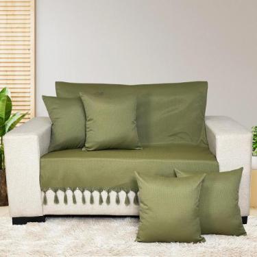 Imagem de Kit 2 Mantas Para Sofá Peseira Decorativa Com 4 Capas de Almofada - Mi