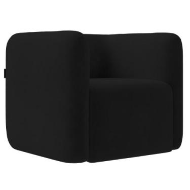 Imagem de Poltrona para Sala de Estar Decorativa Quadrada Maggie K04 Veludo Pret
