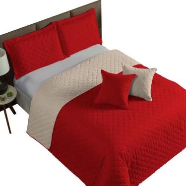 Imagem de Cobre Leito Colcha Solteiro 2 Peça Dupla Face - MR Enxovais, Vermelho