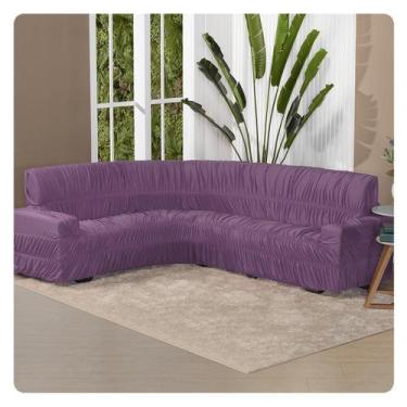 Imagem de Kit Protetor Capa De Sofá Canto 6Lugares Elasticada Lilás - Shop Casa 