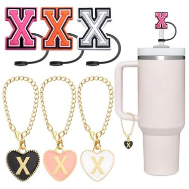 Imagem de ANLABESY Compatível com acessórios Stanley Cup, 3 peças, pingentes de letras com 3 peças, tampa de canudo Stanley de 10 mm para copo Stanley de 30 e 1,134 g, coberturas de palha Stanley de silicone