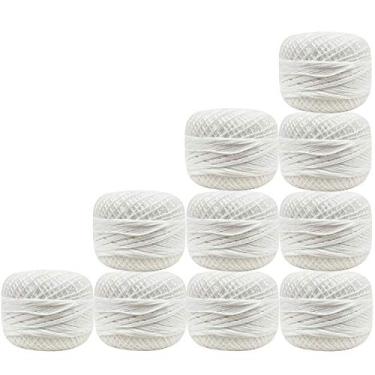 Imagem de Fio de algodão branco ponto de crochê para tricô tatting doilies novelos rendado artesanato fio bordado tamanho 20