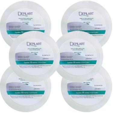 Imagem de Kit 6 Lenços Para Depilação Fibra Natural 50M Efeito Rápido - Depilart