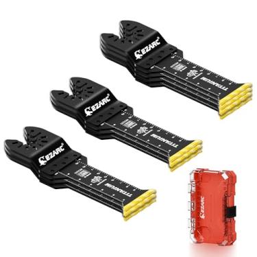 Imagem de EZARC Lâminas de serra oscilantes de titânio, lâminas multiferramentas oscilantes extralongas para metal, pregos de madeira, corte de parafusos, plástico, pacote com 10