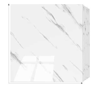 Imagem de SHOWCOLOUR 20 folhas coloridas de azulejo de parede autoadesivo de 30 x 30 cm para cozinha, sala de estar, quarto, azulejos coloridos (mármore branco)