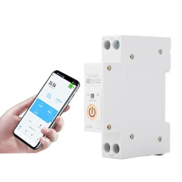 Imagem de Disjuntor Inteligente para Tuya, 63A APP Controle de Voz Em Trilho DIN, Temporizador para Ligar e Desligar, Medidor Inteligente AC90-300V Disjuntor Monofásico e Proteção contra