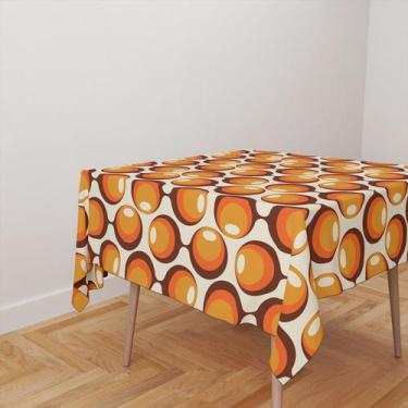 Imagem de Toalha De Mesa Quadrada 4 Lugares Tecido Oxford Círculos Vintage Laran