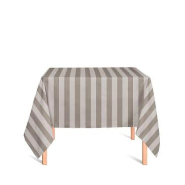 Imagem de Toalha de Mesa Quadrada em Tecido Jacquard Marrom Acinzentado e Bege L