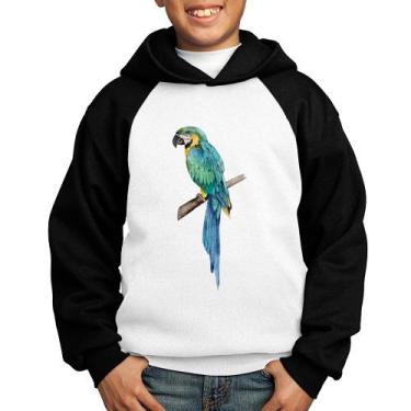 Imagem de Moletom Infantil Arara Azul - Foca na Moda, Branco, Preto, 14
