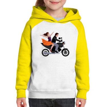 Imagem de Moletom Infantil Moto Casal - Foca na Moda, Branco, Amarelo, 2