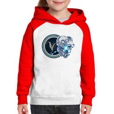 Imagem de Moletom Infantil Signo Áries Astrologia - Foca na Moda, Branco, Vermel