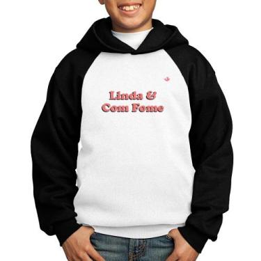 Imagem de Moletom Infantil Linda e Com Fome - Foca na Moda, Branco, Preto, 4