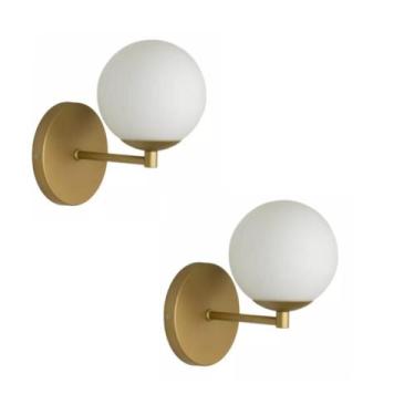 Imagem de Kit 2 Arandelas Parede Jabuti Bola Globo Cabeceira Dourado - JABUTICAB