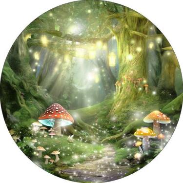 Imagem de Painel De Festa Redondo 1,50x1,50 -  Jardim Encantado com Cogumelos 06