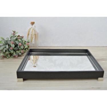 Imagem de Bandeja Luxo Bancada Lavabo Multiuso B086 Preto Prata - Ciranda Arte C