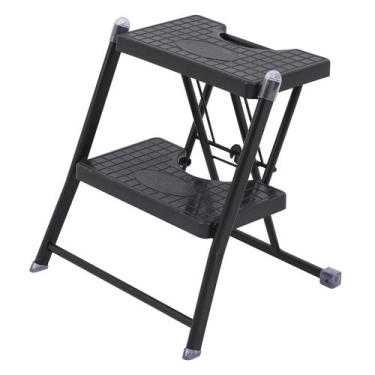 Imagem de Escada Dobrável Banqueta Aço 2 Degraus 120 kg And Anodilar, Preto