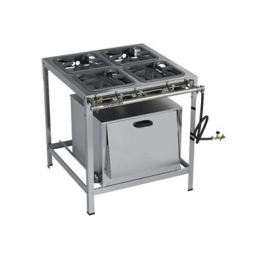 Imagem de Fogão Industrial 4 bocas 30X30 com Forno Alta Pressão S2010 Aço Inox M