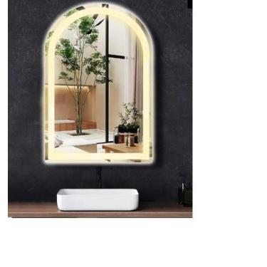 Imagem de Espelho Lapidado Jateado Janela 80x60cm Led Quente ou Led frio - Jbf N