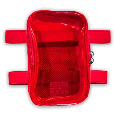 Imagem de Bolsa de coxa transparente com 2 zíperes e acolchoamento nas costas – bolsa de perna de carnaval com bolso interno – bolsa feminina com suporte para celular, Vermelho, One Size