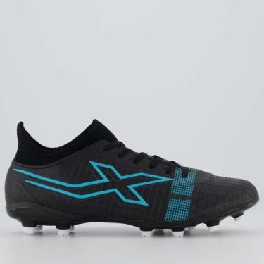 Imagem de Chuteira Oxn Velox 4 Neo Campo Preta e Azul, 41