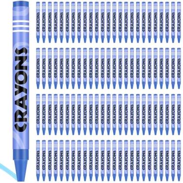 Imagem de Tenceur Giz de cera de cor única, 100 peças de giz de cera a granel para colorir lembrancinhas de festa conjunto de giz de cera para crianças adultos professores pintura salas de aula grupos festa escola arte presentes suprimentos (azul)