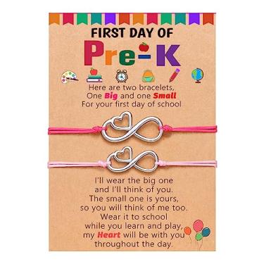 Imagem de UPROMI First Day of Prek/Kindergarten/1st Grade/2nd Grade School Presente, Back to School Bracelet Mommy and Me Matching Infinity Heart Bracelets, presentes de volta às aulas para meninas, Sem pedras preciosas