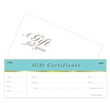 Imagem de Conjunto de 25 vales de oferta em branco - Azul aqua - Vem com envelopes correspondentes grátis - Cupons de presente, vouchers para pequenas empresas