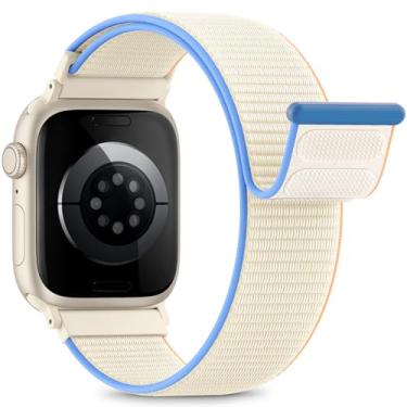 Imagem de Pulseira esportiva de nylon compatível com Apple Watch Ultra 3 2, Se, séries 11, 10, 9, 8, 7 de 44 mm, 45 mm, 46 mm, 49 mm e 42 mm, respirável, macia, ideal para atividades ao ar livre