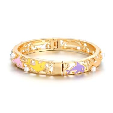 Imagem de Ethlyn Pulseiras coloridas folheadas a ouro para bebês, meninas, presentes de aniversário, Natal, presentes de aniversário para crianças, 4.6, Metal, Sem Pedra Preciosa
