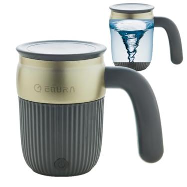 Imagem de daasigwaa Caneca de mistura elétrica - Caneca de café recarregável com agitação automática, copo magnético de aço inoxidável para escritório/cozinha/viagem/café em casa/chocolate quente/leite - 450 ml