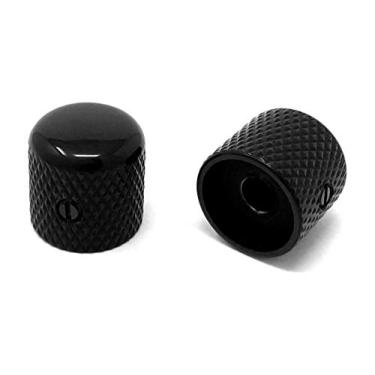 Imagem de Vintage Forge Black Metal Dome Knobs for Fender Telecaster Guitar and Precision P-Bass (Set of 2) 1/4 Inch Solid Shaft DK50US-BLK