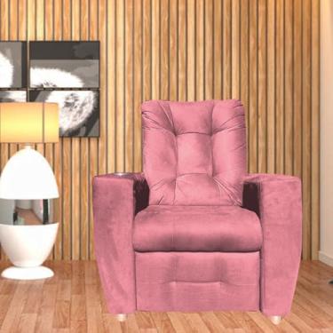 Imagem de Poltrona Do Papai Reclinável Suede Porta Copo Perola Rosa