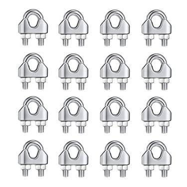 Imagem de Grampo de cabo de corda de arame, Ekunbuy 304 aço inoxidável M2 M3 conector flexível parafuso U selim prendedor de varal 5/64 1/8 polegada