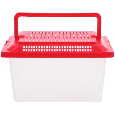 Imagem de POPETPOP Tanque de peixe de tartaruga de plástico, lagartos, terrário, terrário, terrários, pequenos tanques de armazenamento de comida para cães, aquário de peixes de 2 galões, tigela de plástico com