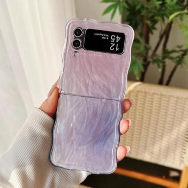 Imagem de para Samsung Z Flip5 Gradient Color Wave Case para Samsung Galaxy Z Flip 5 4 3 flip5 Flip4 Colorful Feather Soft TPU Cover, Rosa Roxo, Para Samsung Z Flip 3