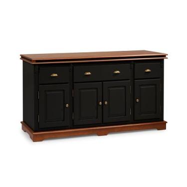 Imagem de Balcão Buffet 4 Portas 3 Gavetas Manchester 2048 Linz Móveis, Preto/Im