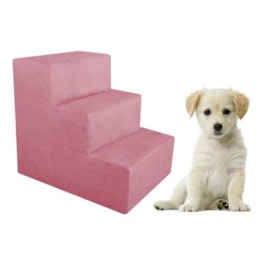 Imagem de Escada Pet para Cães e Gatos Veludo Rosa Dal Poz Estofados