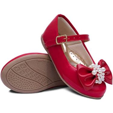 Imagem de Sapatilha Popidi Infantil Menina Laço Perola 02.25 (Vermelho, BR, Criança de 4 a 8 anos, Numérico, 27)