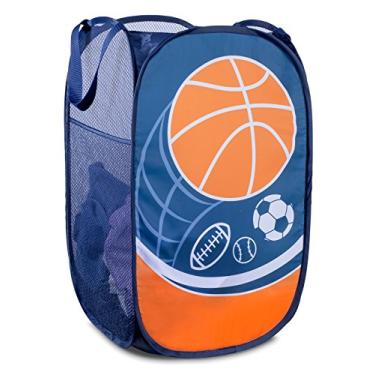 Imagem de Mesh Pop-Up Laundry Hamper - 36cm x 60cm - Easy to open and folds flat for storage. Hampers mesh material helps eliminate laundry odours and moisture. Great laundry hamper for college dorm. (Sports)