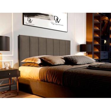 Imagem de Cabeceira Estofada Suspensa para Cama Queen 1,60 Metros - Marrom Suede