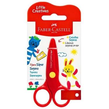 Imagem de Tesoura Escolar Infantil Super Segura Cartela Faber Castell, Vermelho