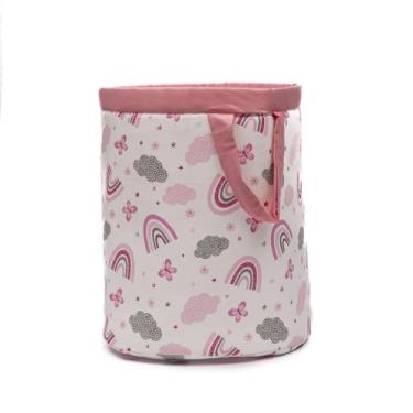 Imagem de Cesto Organizador de Brinquedos e Roupas infantil Menina 42 cm 1pç Arco Iris