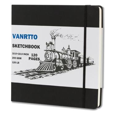 Imagem de Caderno de Esboços VANRTTO - Capa Dura, 10x10 Polegadas, 120 Páginas, 