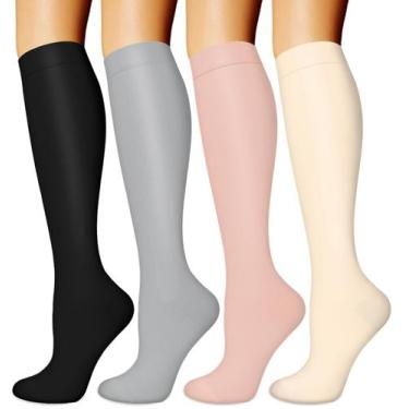 Imagem de Meias de Compressão Blongw (4 Pares) - 15-20 mmHg - Para Homens e Mulh