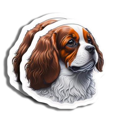 Imagem de Adesivo de cachorro fofo - Ilustração de Cavalier King Charles Spaniel - Arte adorável de animal de estimação - Decalque de vinil durável - Presente para amantes de animais - Adesivo para laptop -