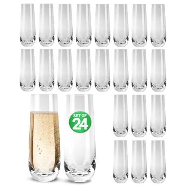Imagem de NutriChef Conjunto de taças de cristal sem chumbo de 10 a 16 cm de altura, lavável na lava-louças, design durável e elegante - ideal para vinho, prosecco e mimosas, pacote com 6, 24 copos