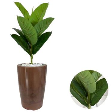 Imagem de Ficus Lyrata Artificial Com Vaso Marmorizado Pedras Brancas - - Planta