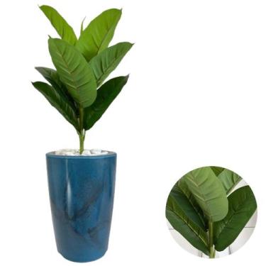Imagem de Ficus Lyrata Artificial Com Vaso Marmorizado Pedras Brancas - - Planta