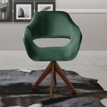 Imagem de Poltrona Decorativa Zara Pé Giratório de Madeira Sala Recepção